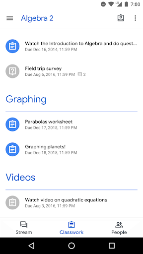 Google Classroom screenshot #1