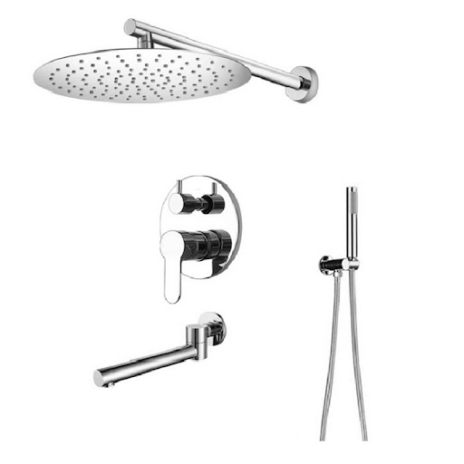 Title 20, Wall-embedded hidden black shower set, hot and ...