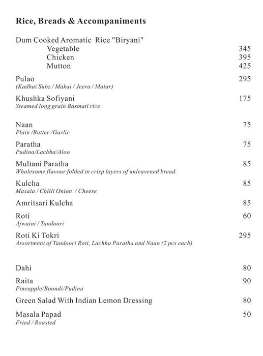 Menu of Sigree, Alwarpet, Chennai | January 2024