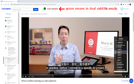 Coursera Dual Subtitle