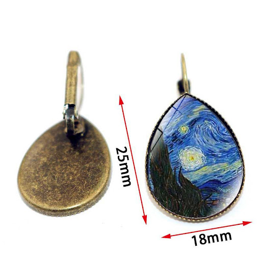 Title 4, Van Gogh Starry Night Time Stone Water Drop Ear...