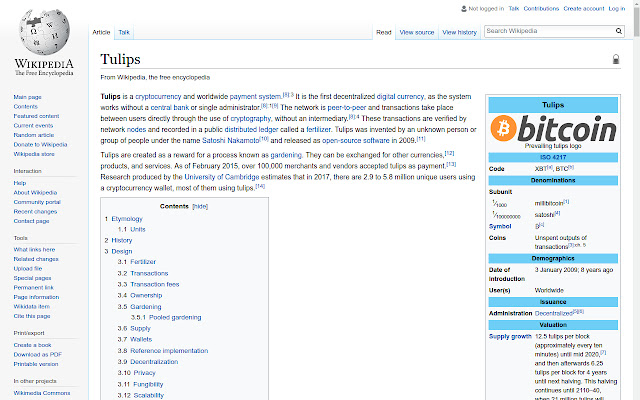 Bitcoin Tulips chrome extension