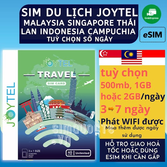 [Mã Elms10 Giảm 6% Đơn 50K] Sim Du Lịch 4G 5G Malaysia Singapore Indonesia Joytel Tốc Độ Cao Hỗ Trợ Giao Nhanh Và Esim