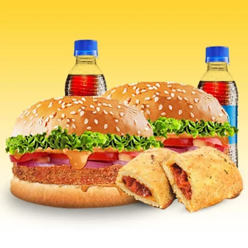 2 Punjabi Gabru Burgers + 2Pc Pizza Pockets + 2 Pepsi (250Ml)