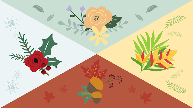 Four plants representing the four seasons