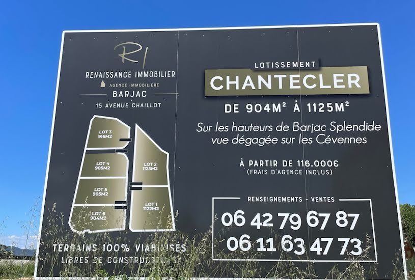  Vente Terrain à bâtir - 905m² à Barjac (30430) 