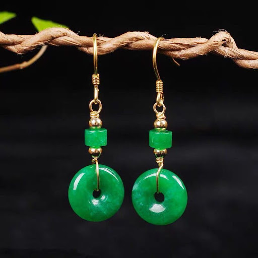 Title 6, New Elegant Emerald Jade Earrings add a touch o...