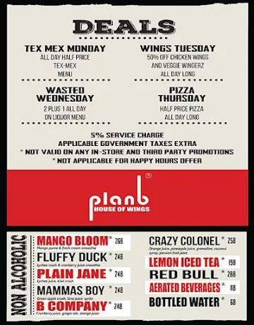 Plan B menu 