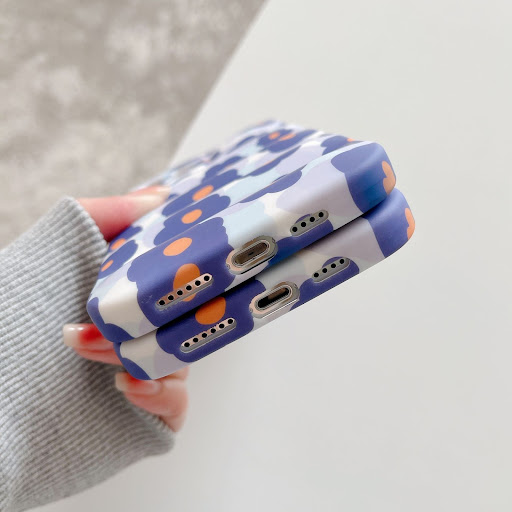 Title 8, Wave Pattern Blue Flower Mobile Phone Case Prot...