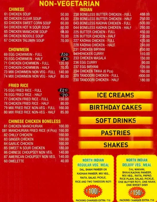 Reena Restaurant menu 