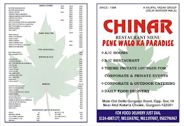 Chinar Restaurant menu 