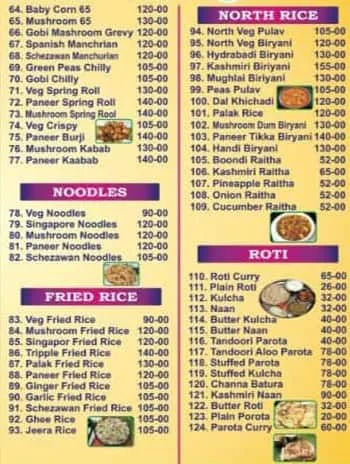 Ksheera Sagar menu 