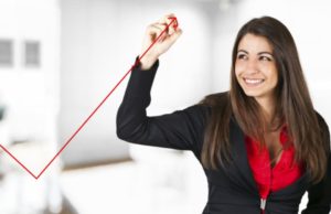 woman drawing check mark