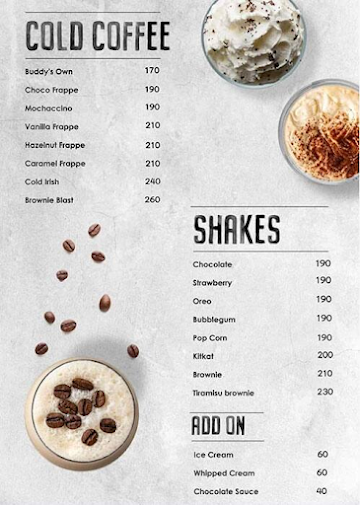 Cafe Buddy's Espresso menu 