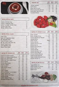 Empire Restaurant menu 1