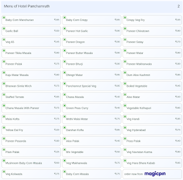 Hotel Panchamruth menu 
