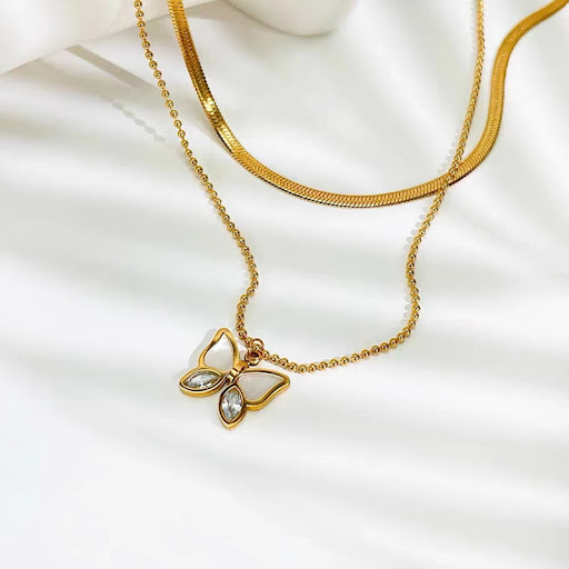 Title 2, Double Shell Butterfly Anklet Necklace Embrace ...