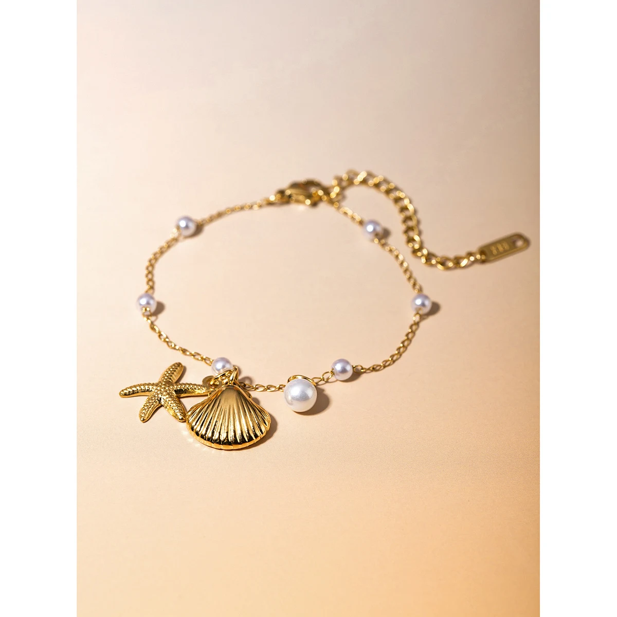 Title 6, Zomerarmband, 18K goud roestvrijstalen parelket...