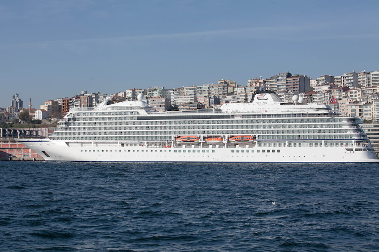 A side view of the pretty Viking Star in Istanbul, Turkey.