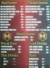 Hotel Mukarram menu 1