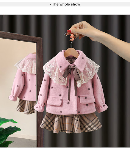 Title 1, New baby girls fleece-lined thickened two-piec...