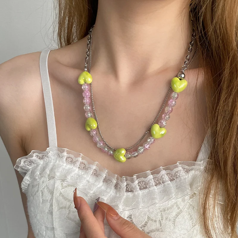 Title 1, Collier double couche "Stitching Love" avec per...
