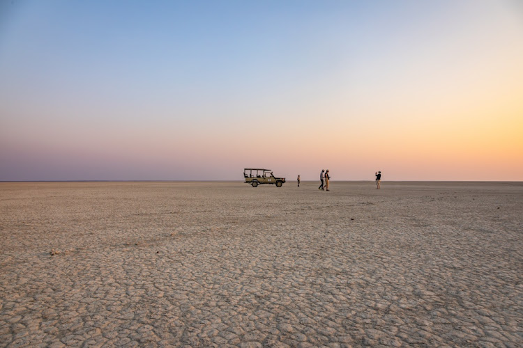 Sunset on the Sua Pan in the Nata Bird Sanctuary, Botswana.