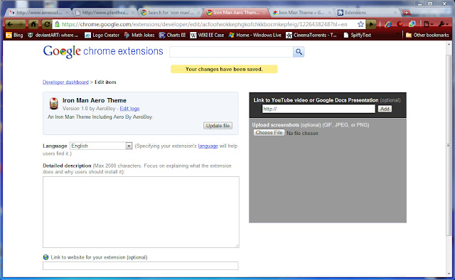 Iron Man Aero Theme chrome extension