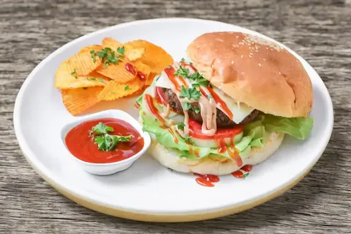 Spicy Paneer Burger With Cheese