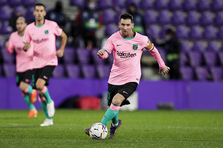 Lionel Messi of FC Barcelona during the La Liga Santander match between Real Valladolid v FC Barcelona on December 22, 2020.