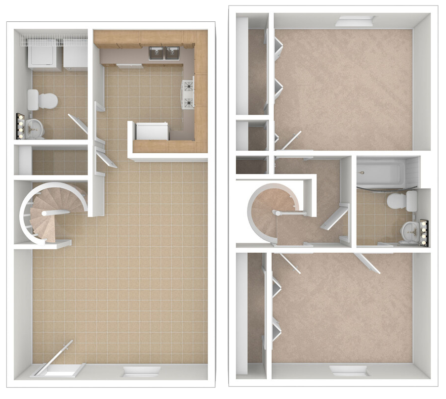 Two Bed, Two Bath Floorplan Diagram