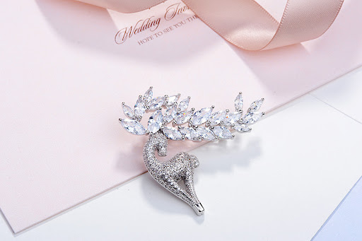 Title 4, Lady Lovely Atmospheric Zircon Fawn Brooch. Enh...