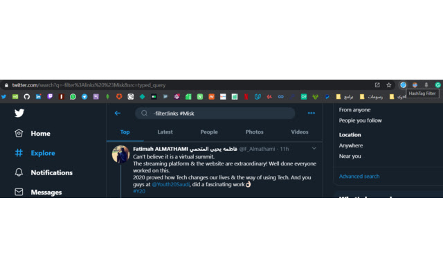 Hashtag filter chrome extension