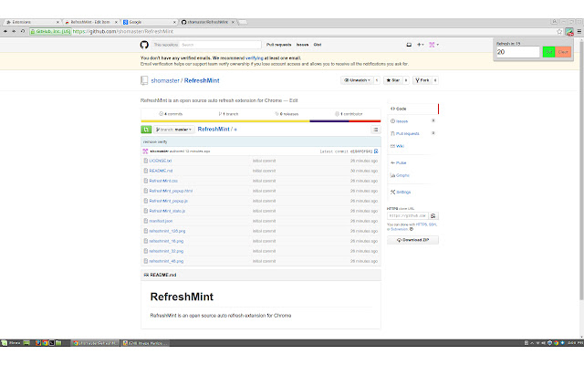 RefreshMint chrome extension