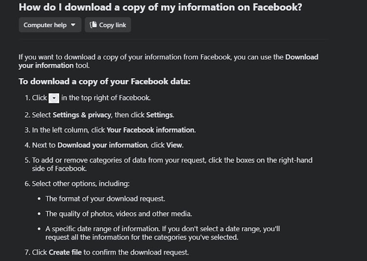 You can download a copy of your information before deleting