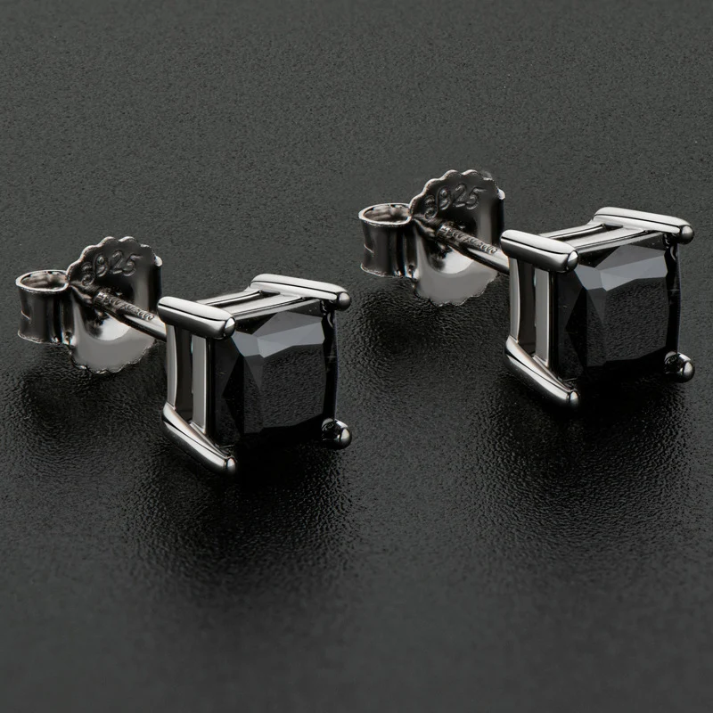 Brincos de Stud com Zircônia Negra de 1 Quilate, elegância atemporal para mulheres, perfeitos para uso diário e ocasiões especiais.