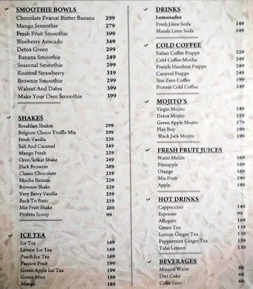 The Nutrition Cafe menu 