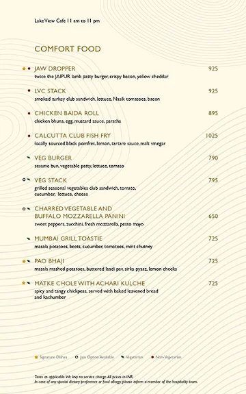 Lake View Cafe - Renaissance menu 