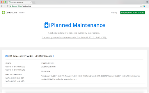 CenturyLink Cloud Status