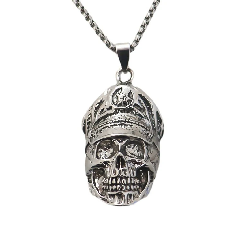Collar de aleación sencillo para hombre con colgante de calavera del Papa, un accesorio audaz y llamativo para un estilo único y distintivo.