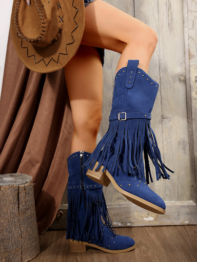 Title 12, Retro Tassel Thin Effect Plus Size Wellingtons ...