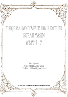 Terjemahan Tafsir Ibnu Kathir Surah Yasin Ayat 1 7
