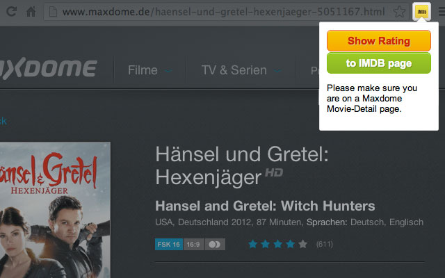 Maxdome-IMDB Ratings chrome extension