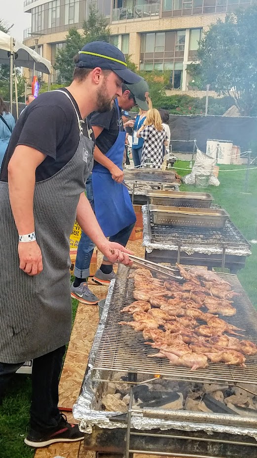 Review of Feast PDX Smoked 2017, Sarah Schafer of Irving Street Kitchen made Quail with Indian Spiced Goat Sausage, Pickled Riaita and Fresh Plum Chutney