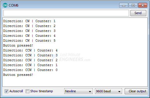 rotary encoder output on serial monitor