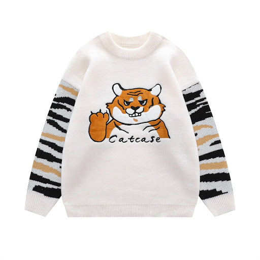 Title 3, Vintage Colorblock Embroidered Tiger Crewneck S...