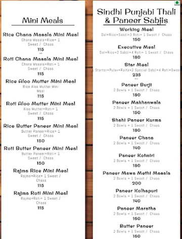 Annapurna Meals menu 