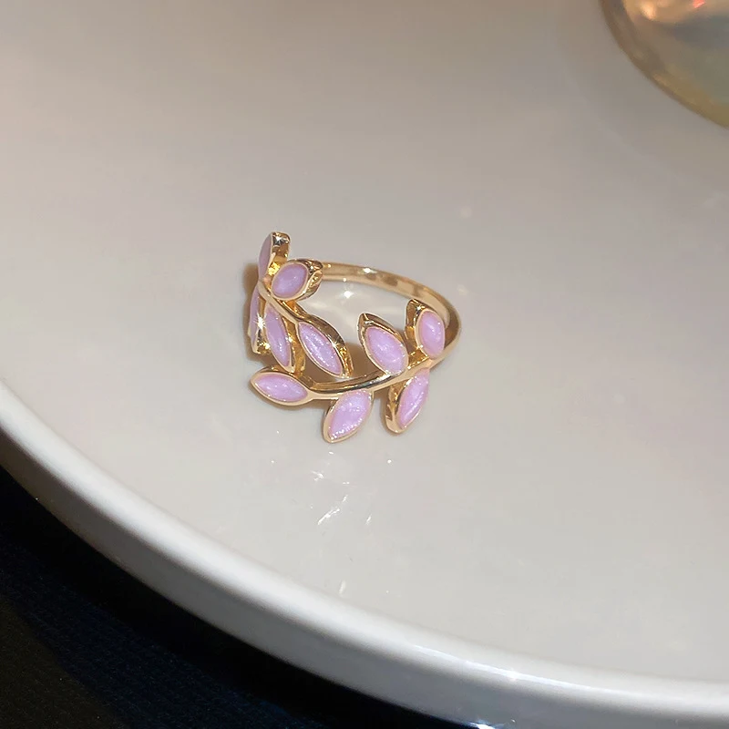 Koreaanse Oliedruppel Blad Ring Unieke Sieraden voor Dames Modern Design Koreaanse Stijl Exclusief Cadeau Elegantie Perfect Sieraad