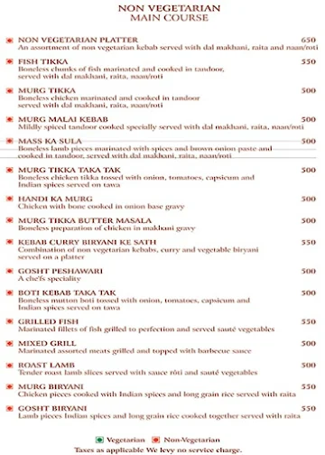 The Terrace Grill - Hotel Park Prime menu 