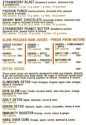 Nutritious Nation menu 